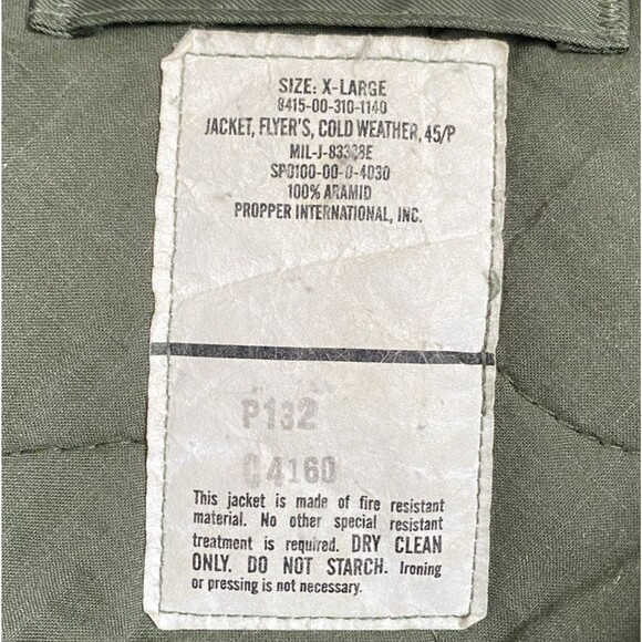USAF Flight Jacket Cold Weather Men XL Green Genuine From USS D. D. Eisenhower - Picture 3 of 12